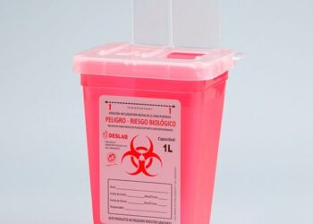 Recipiente para la eliminación de residuos punzocortantes biocontaminados de 1 litro